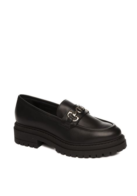 Black leather loafer NERO GIARDINI | 411410GUANTO-100